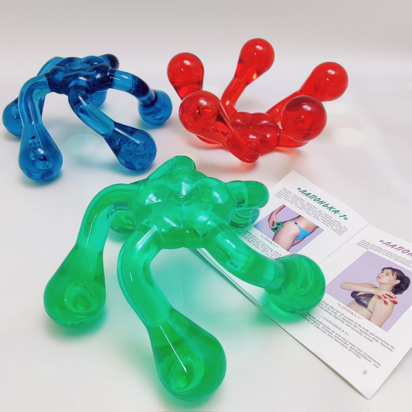 Массажер гладкий Лапонька - 1 для тела на пяти массажных элементах. Цвета Микс